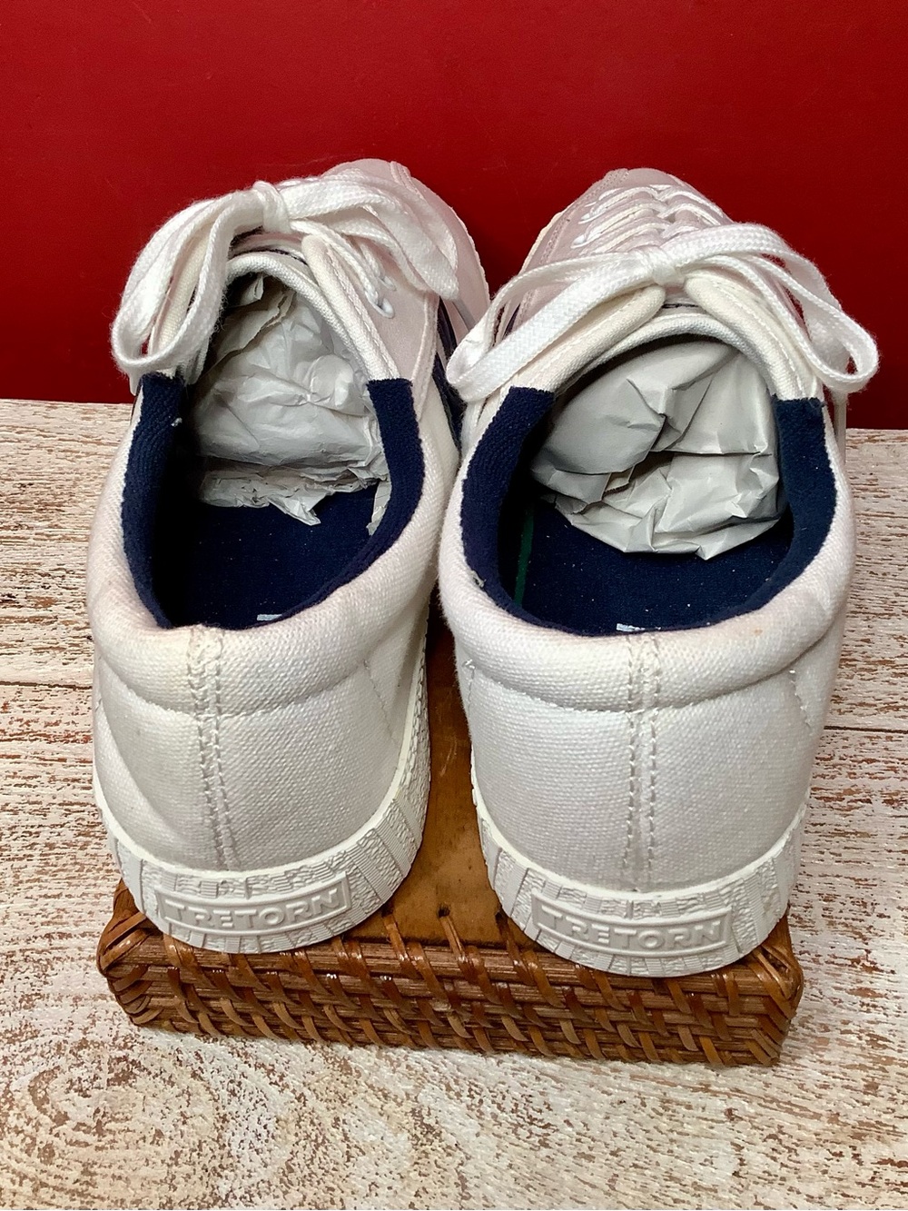 TRETORN Nylite Plus Size 9 White Classic Canvas Tennis Shoes with Navy Accent - Picture 9 of 12